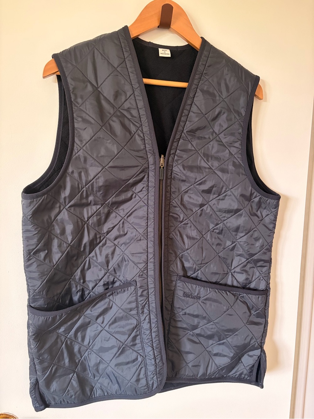 Barbour Polarquilt Zip-In Liner Vest Navy Fleece Quilted